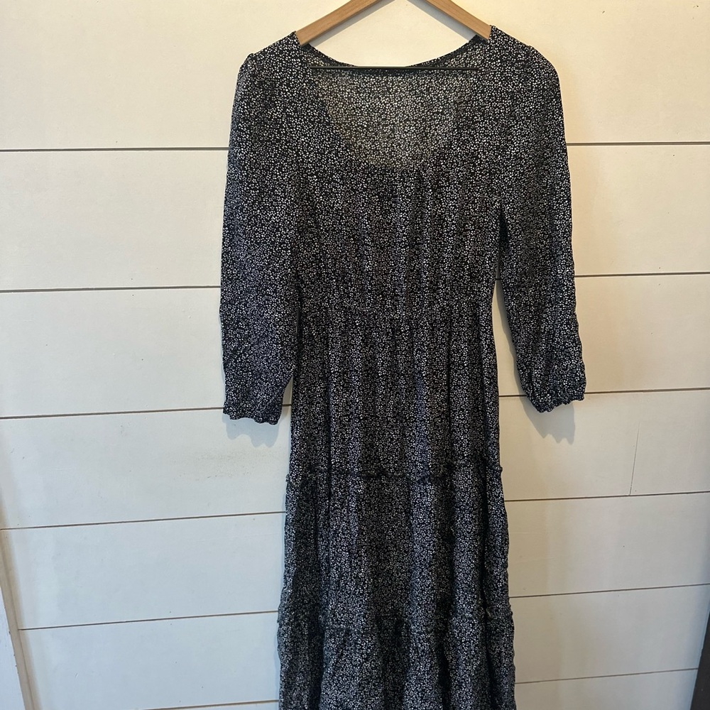 Elegant Black Floral Women's Dress